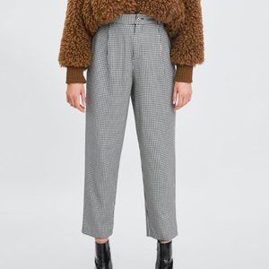 Zara Houndstooth High Waisted Chino Pants